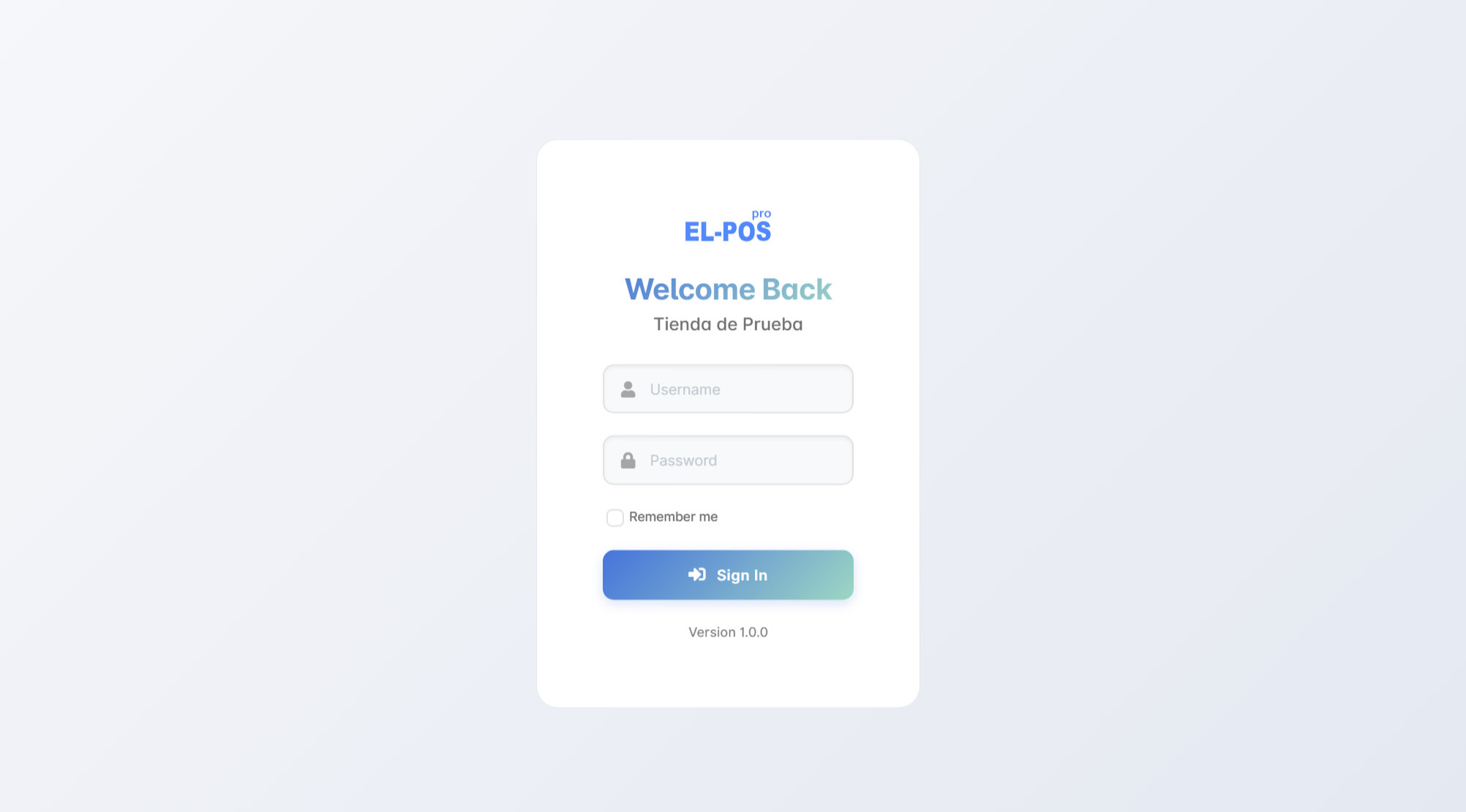 Pantalla de inicio de sesión del Backoffice