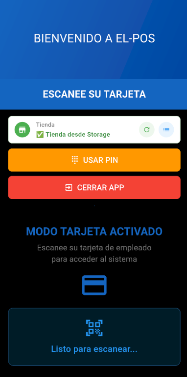 Pantalla de inicio de sesión del EL-POS DataCollector