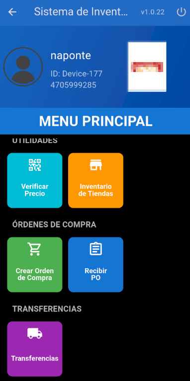 Segundo menú del EL-POS DataCollector con opciones avanzadas